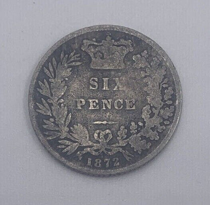 1872 Victoria Sixpence | British Silver Coin | Collectable Grade | a037