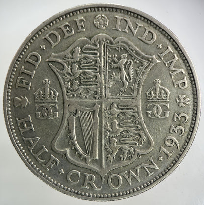 1933 George V Half - Crown Silver Coin | Fine Collectable Grade