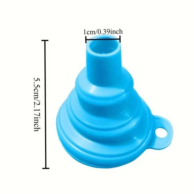 1pc Blue Silicone Collapsible Funnel Kitchen for Water Bottle Liquid Transfer