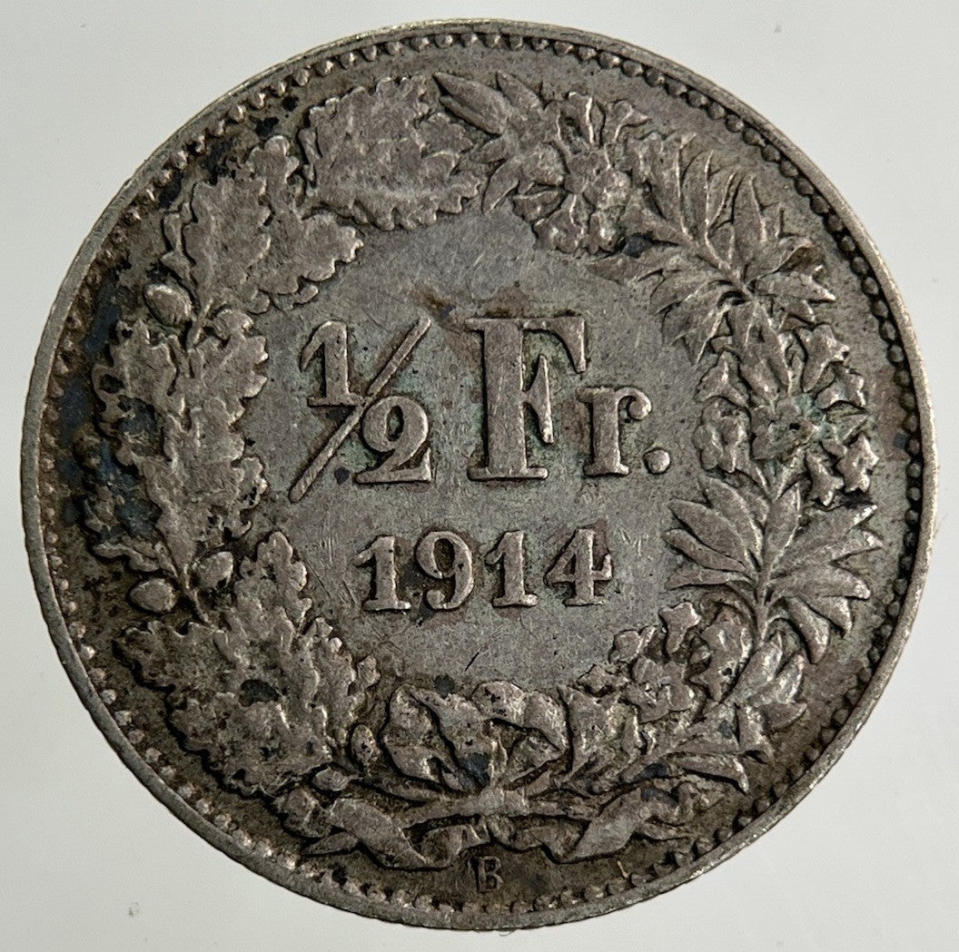 1914 Switzerland 1/2 Half Franc Silver Coin | Fine Collectable Grade