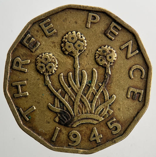 1945 British Brass Threepence Coin | Fine Collectable Grade | a9367
