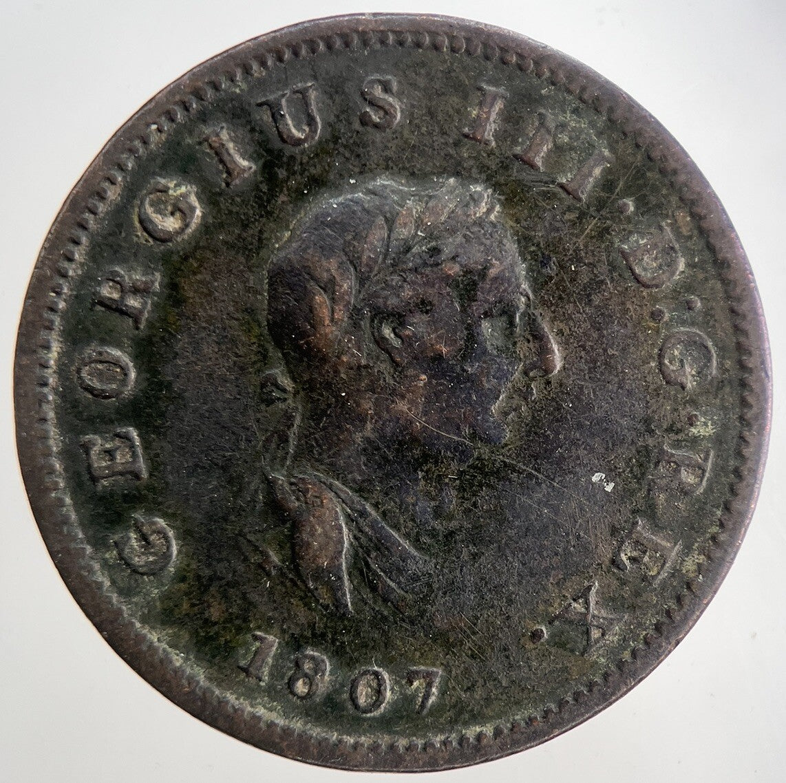 1807 George 3rd III Half - Penny British Coin | Fine Collectable Grade | a9041