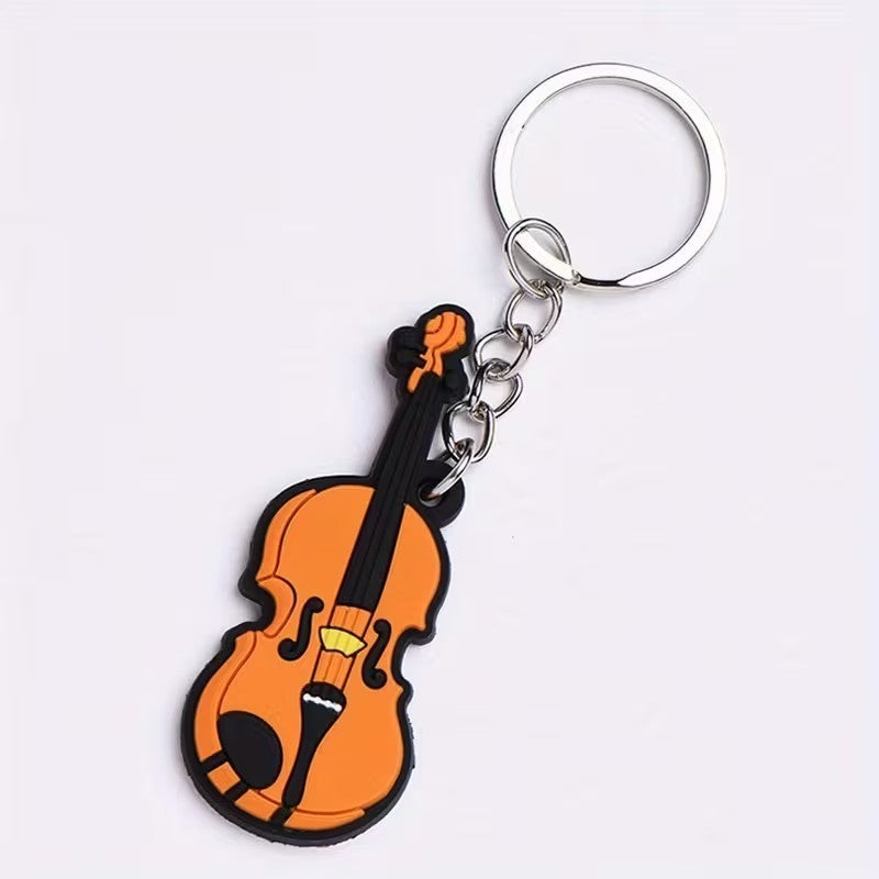 Mini Rubber Violin Instrument Music Charm Keyring Premium Keychain Gift UK