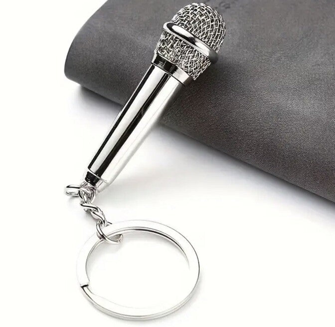 Mini Music Mic Microphone Keyring With Secret Compartment Keychain Gift UK