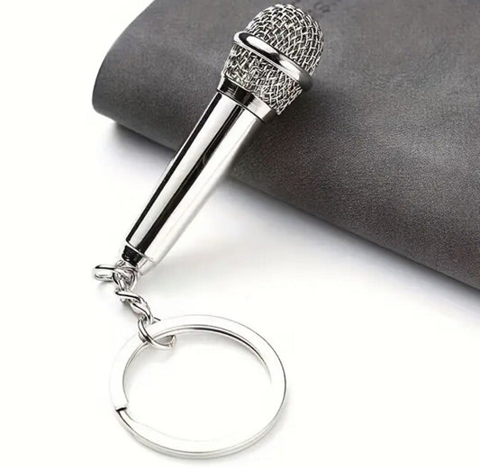 Mini Music Mic Microphone Keyring With Secret Compartment Keychain Gift UK