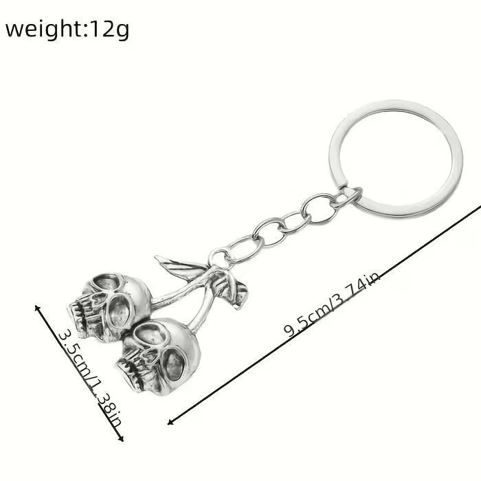 Mini Metal Cherry Skulls Keyring Premium Keychain Gift UK