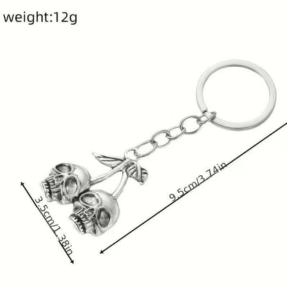 Mini Metal Cherry Skulls Keyring Premium Keychain Gift UK