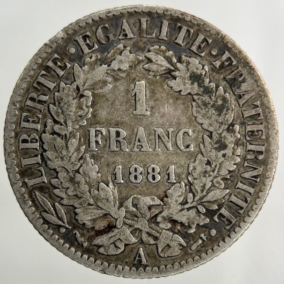 1881 France 1 Franc Silver Coin | Fine Collectable Grade