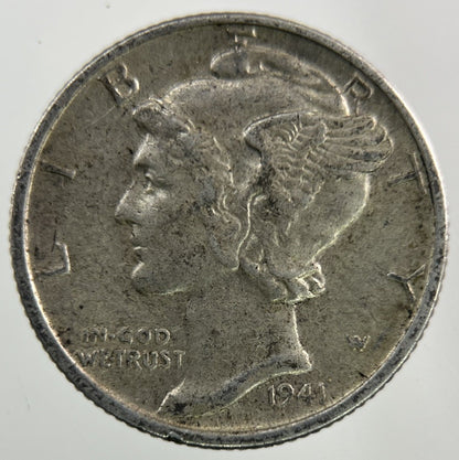 1941 US USA Mercury Dime Silver Coin | Fine Collectable Grade