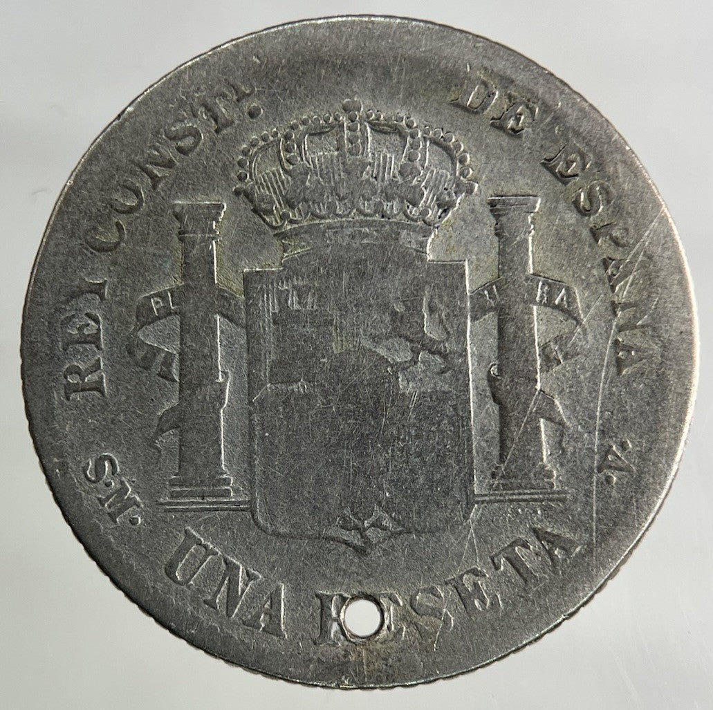 1900 Spain 1 Un Peseta Silver Coin | Fair Grade