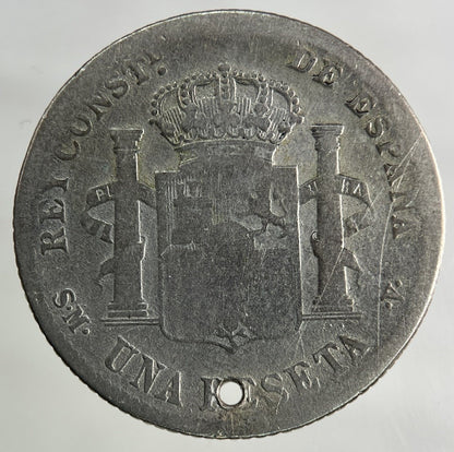 1900 Spain 1 Un Peseta Silver Coin | Fair Grade