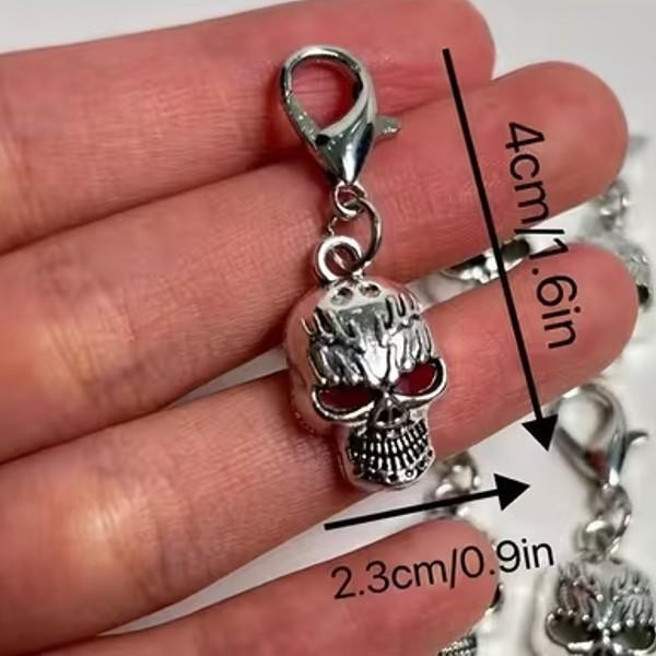 Mini Metal Gothic Skull Keyring Clip Charm Premium Keychain Gift UK