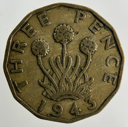 1943 George VI Brass Threepence Coin | Fine Collectable Grade