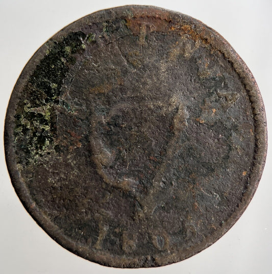 1805 Hibernia George III 3rd Irish Half - Penny Coin | Worn Grade | a2390