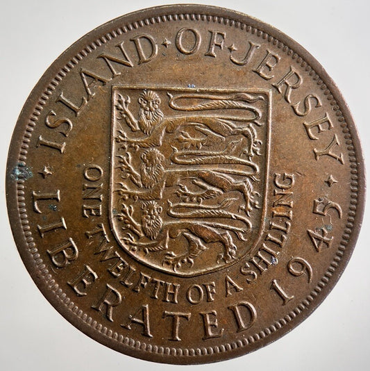 1945 Jersey 1/12th One - Twelfth - Of - A - Shilling Coin | Very High Grade | a7472