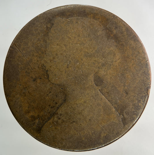 1860 Victoria One Penny Coin | Worn Grade