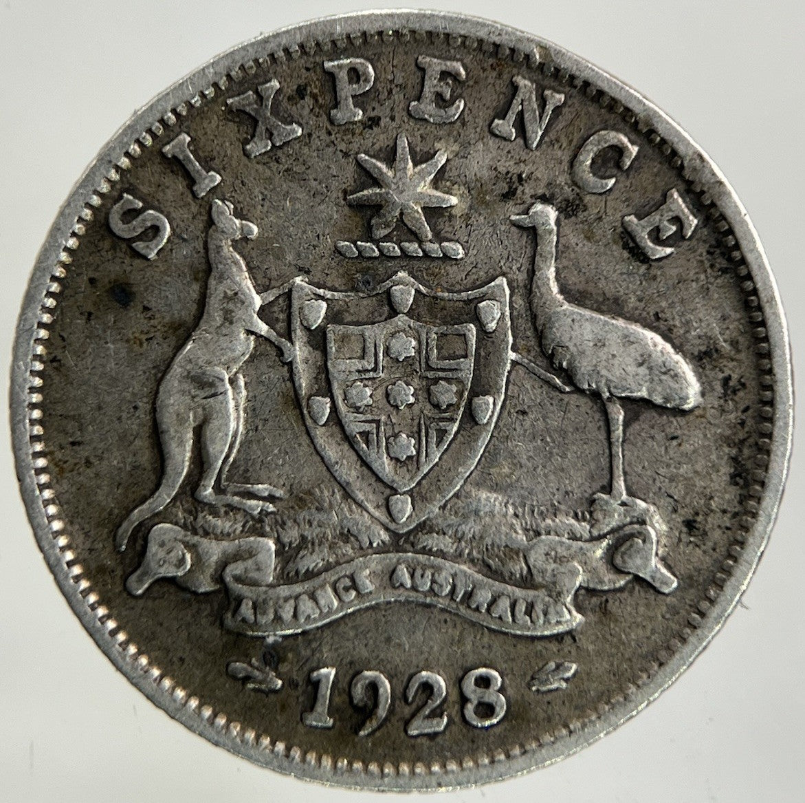 1928 Australia Sixpence Silver Coin | Fine Collectable Grade
