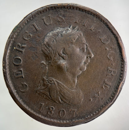 1807 George III 3rd One Penny Coin | Fine Collectable Grade