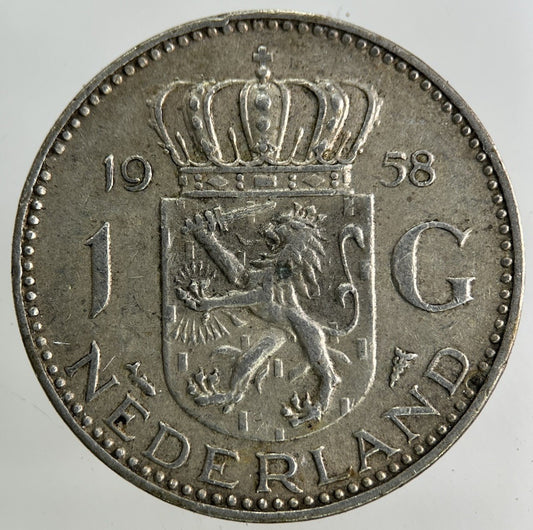 1958 Netherlands 1 Gulden Silver Coin | Fine Collectable Grade