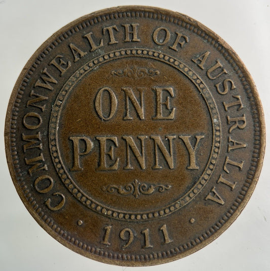 1911 Australia One Penny Coin | Fine Collectable Grade