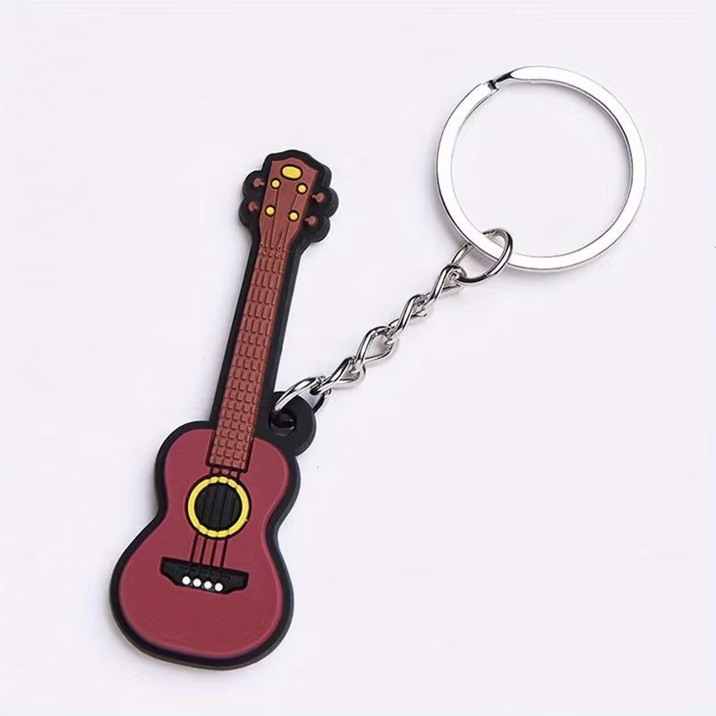 Mini Rubber Guitar Instrument Music Keyring Premium Keychain Gift UK