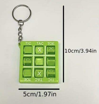 1 x Green Naughts & Crosses Game Puzzle Keyring Premium Keychain Gift UK