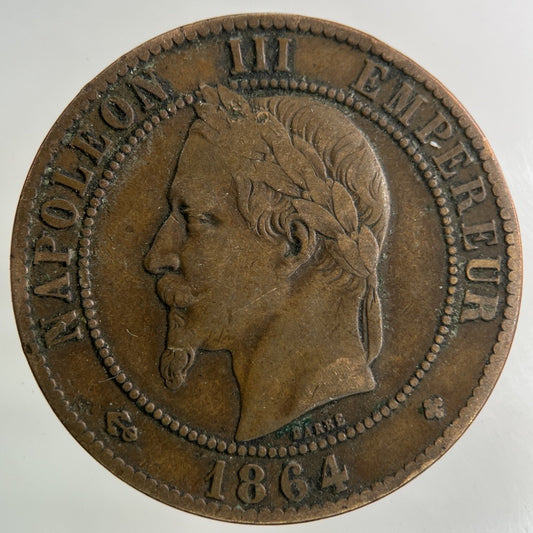 1864 France 10 Centimes Coin | Fine Collectable Grade