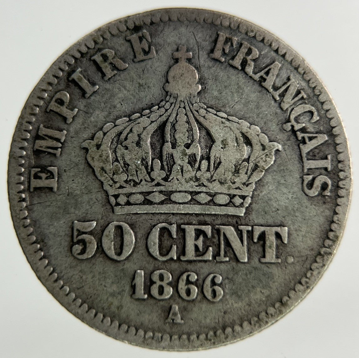 1866 France 50 Centimes Silver Coin | Collectable Grade
