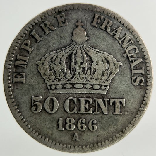 1866 France 50 Centimes Silver Coin | Collectable Grade
