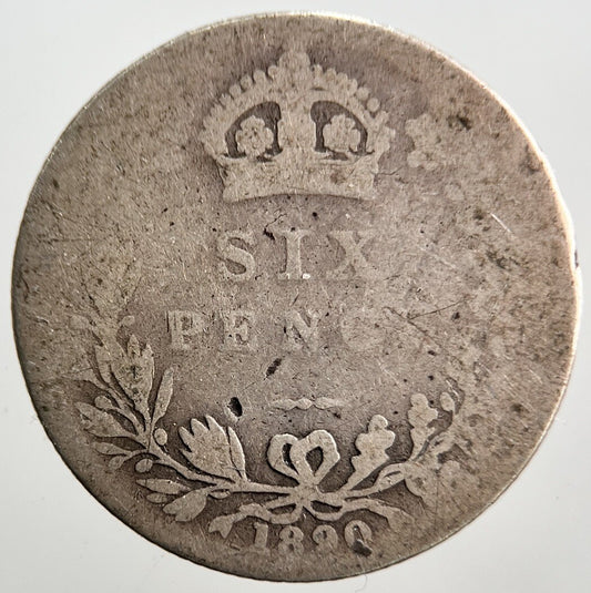 1890 Victoria Sixpence Silver Coin | Fair Grade