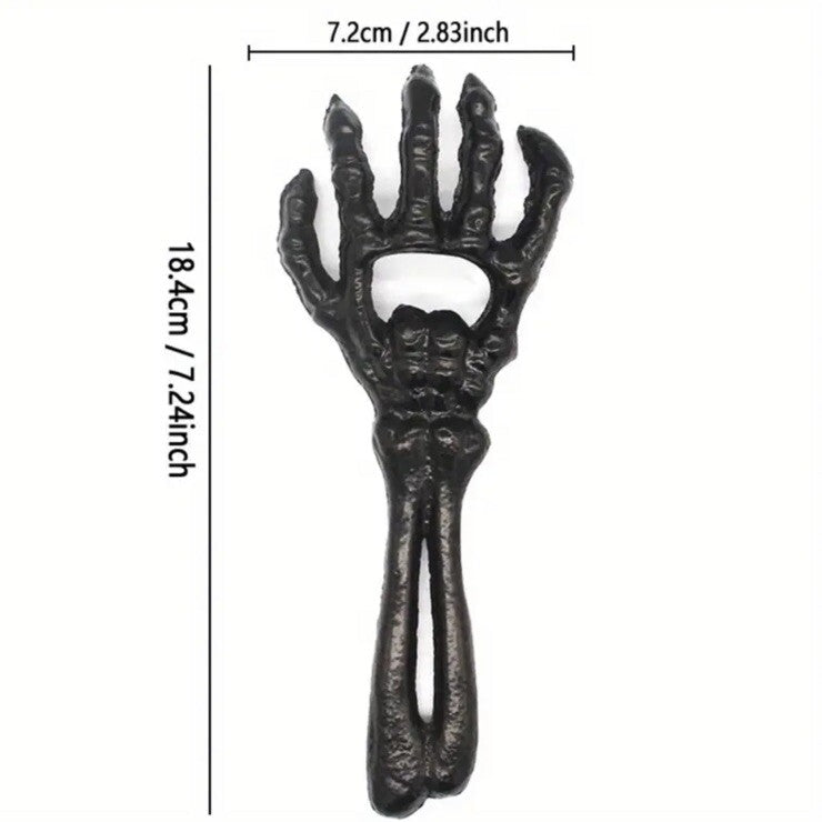 Black Metal Bottle Opener Heavy Cast Iron Skeleton Design Premium Gift UK