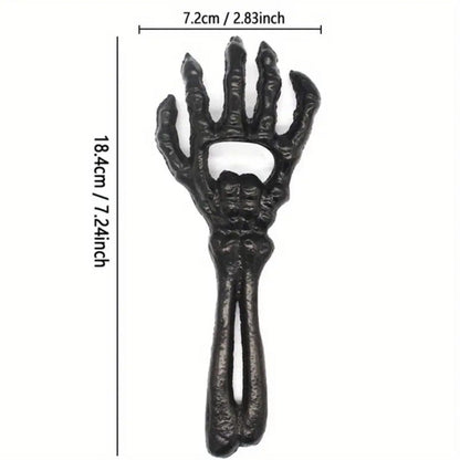 Black Metal Bottle Opener Heavy Cast Iron Skeleton Design Premium Gift UK