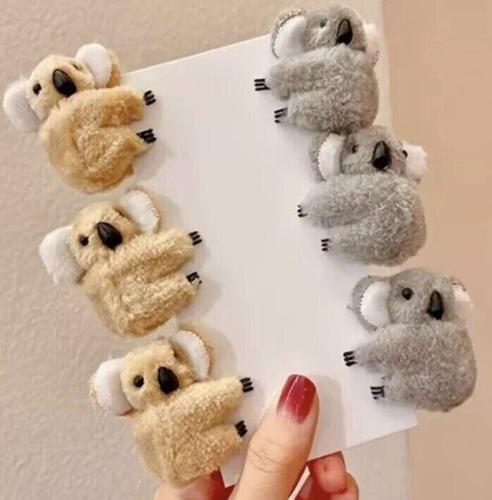 2 x Cute Koala Bear Animal Claw Clip Attach To Wire Hair Hanging