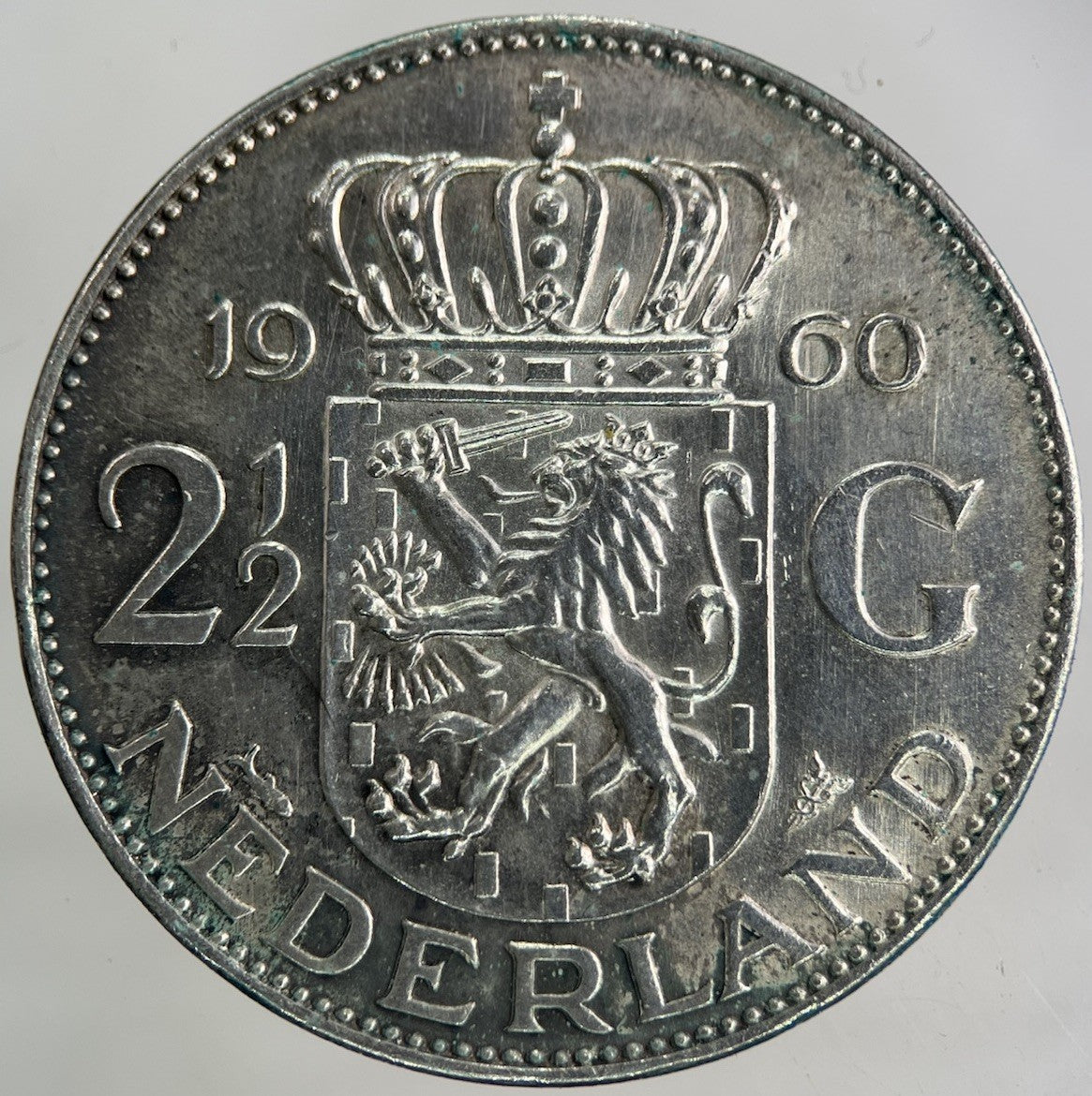 1960 Netherlands 2 1/2 Gulden Silver Coin | Very High Grade