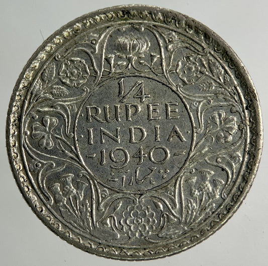 1940 India Quarter 1/4 Rupee Silver Coin | Fine Collectable Grade