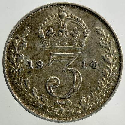 1914 George V Threepence Silver Coin | Very High Grade