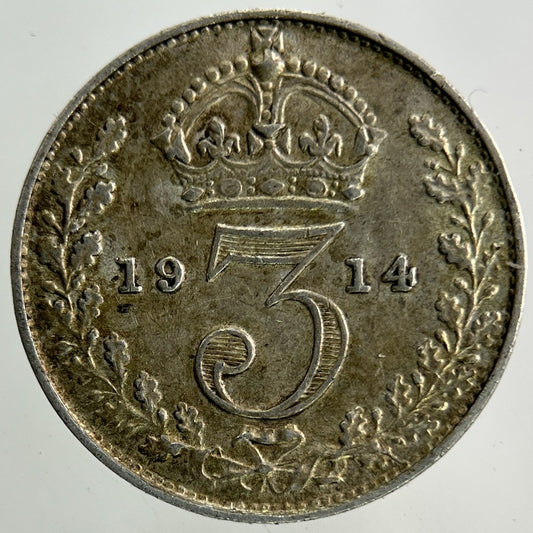 1914 George V Threepence Silver Coin | Very High Grade