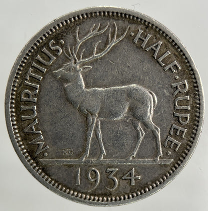 1934 Mauritius Half Rupee Silver Coin | Very High Grade
