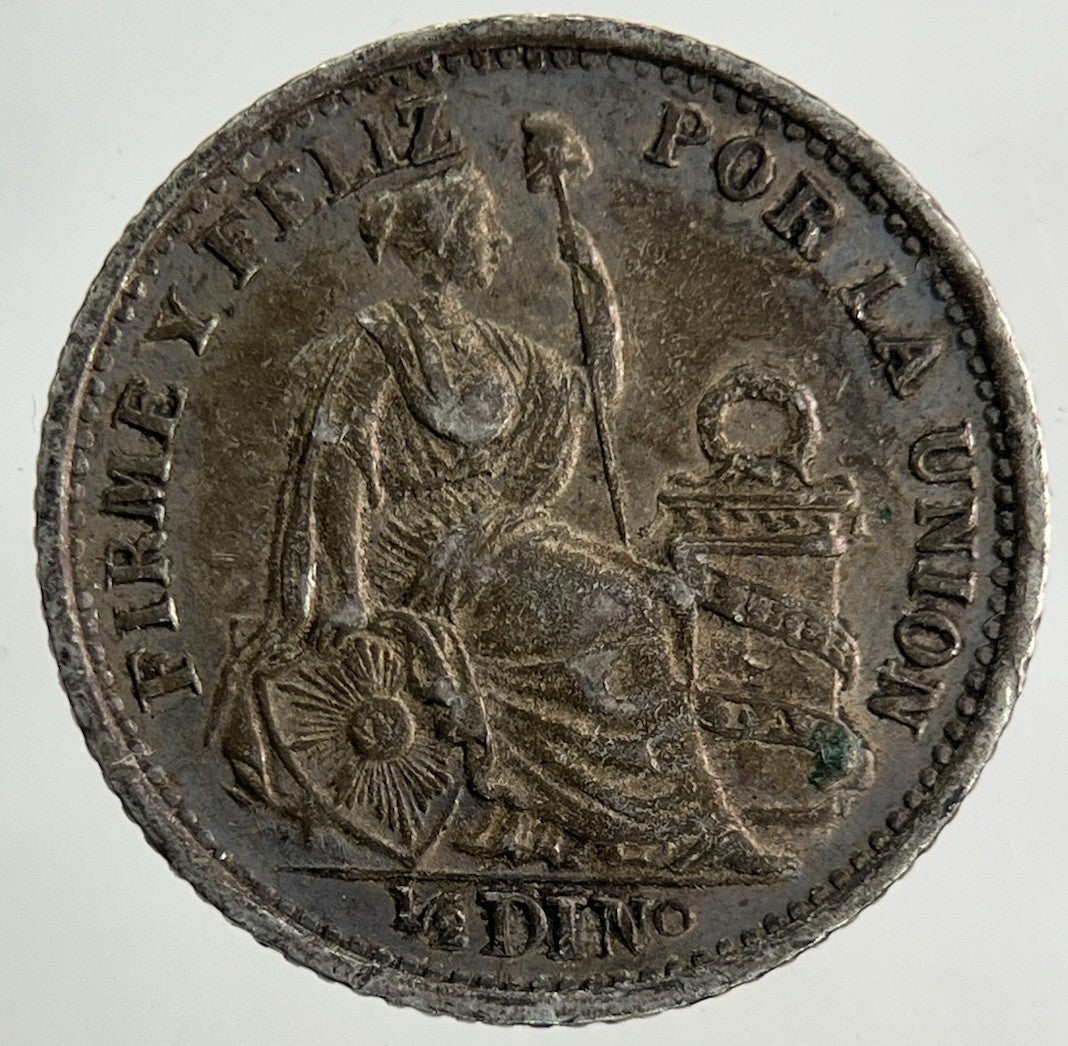 1906 Peru 1/2 Half Dino Silver Coin | Fine Collectable Grade