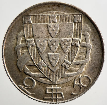 1944 Portugal 2.5 2 - 1/2 Escudos Silver Coin | Fine Collectable Grade | a3617