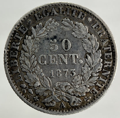 1873 France 50 Centimes Silver Coin | Fine Collectable Grade