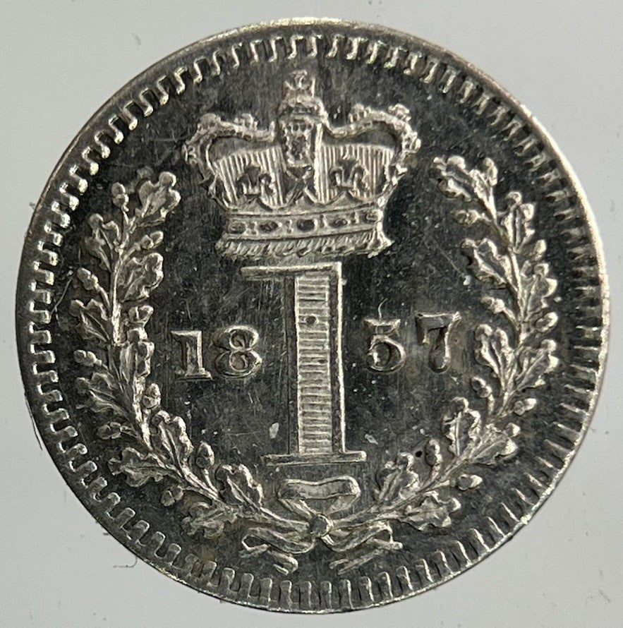 1857 Victoria Maundy One - Pence Penny Silver Coin | Very High Grade
