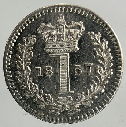1857 Victoria Maundy One - Pence Penny Silver Coin | Very High Grade