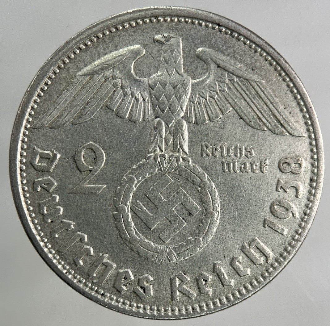 1938 German 2 Mark Silver Coin | Very High Grade