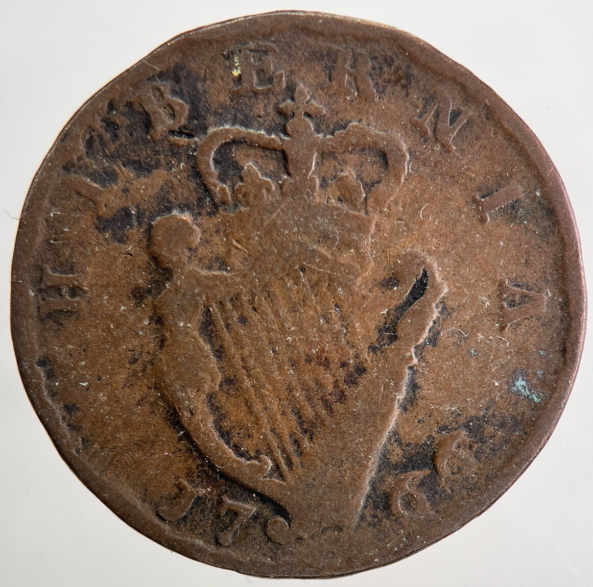 1766 Irish Hibernia Half - Penny Coin | Collectable Grade | a9054