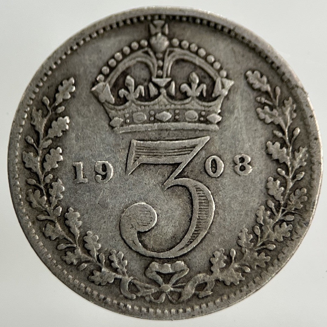 1908 Edward VII Threepence Silver Coin | Fine Collectable Grade