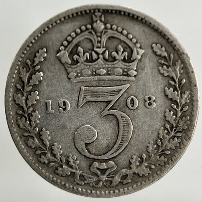 1908 Edward VII Threepence Silver Coin | Fine Collectable Grade