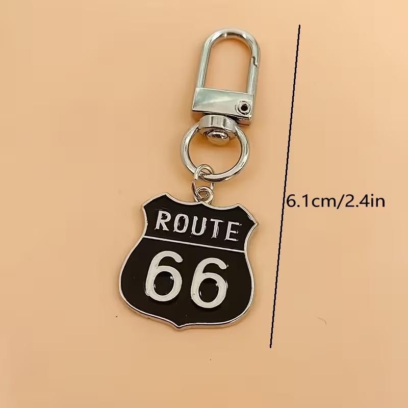 Metal Black Route 66 Highway Charm Keyring Keychain Gift UK