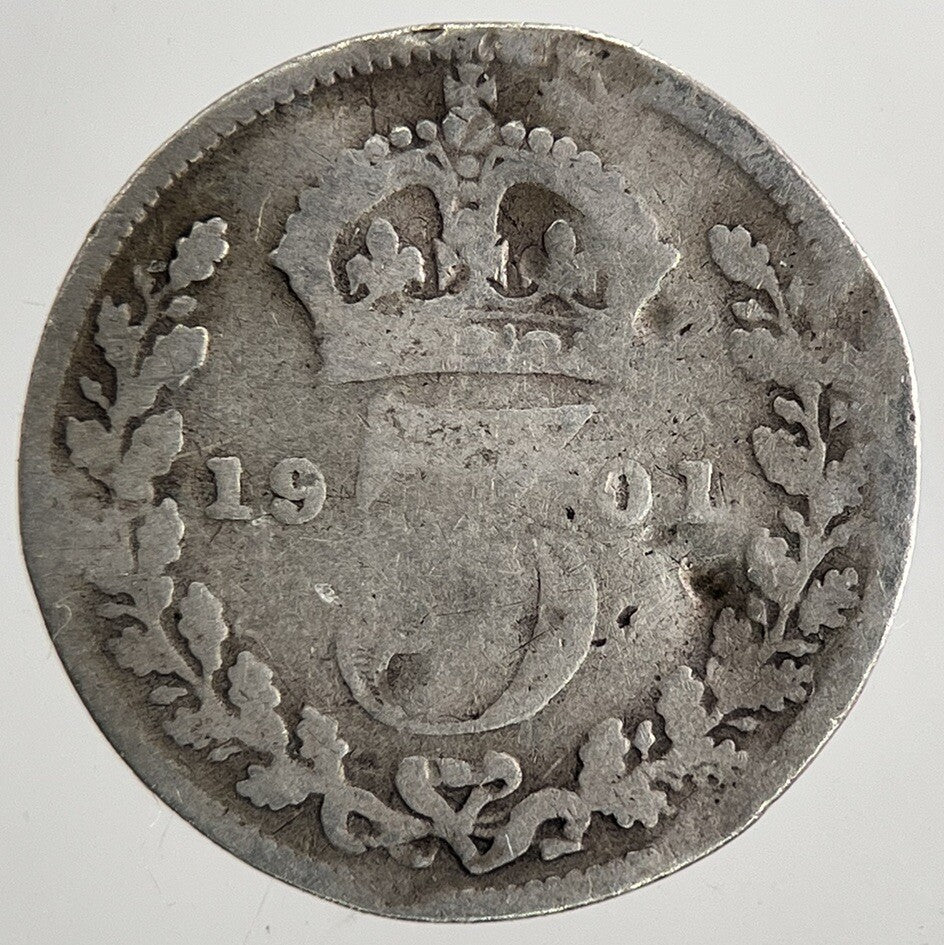 1901 Victoria Threepence Silver Coin | Collectable Grade | a9563