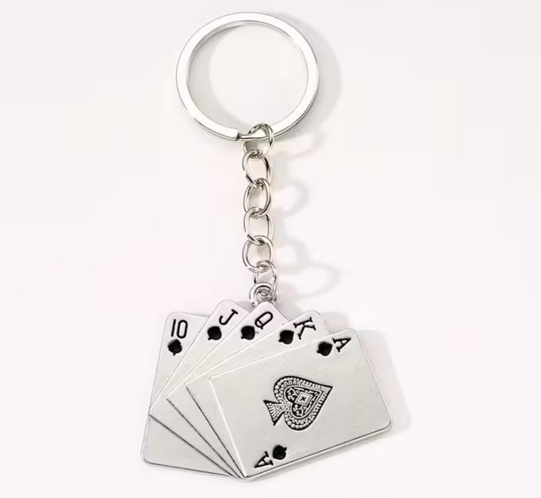 Mini Metal Black Playing Cards Set Casino Keyring Premium Keychain Gift UK